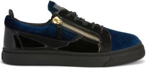 Giuseppe Zanotti velvet snakeskin panelled sneakers Blue