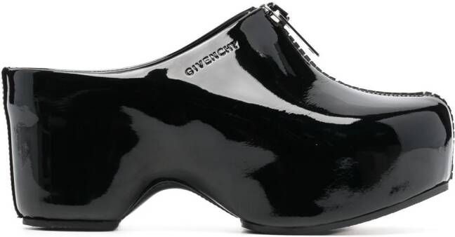 Givenchy GG 70mm patent-leather clogs Black
