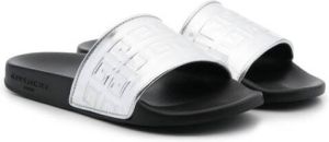 Givenchy Kids debossed logo strap flip flops Grey