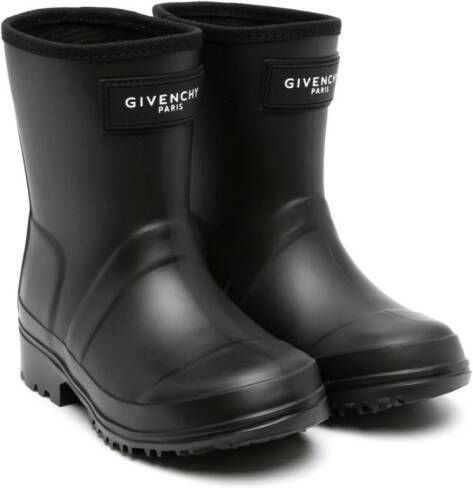 Givenchy Kids Wellington logo-patch boots Black