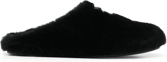 Givenchy logo-plaque shearling slides Black