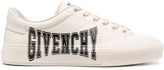 Givenchy logo-print leather sneakers Neutrals