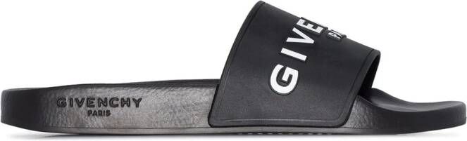 Givenchy embossed-logo faux-leather slides Black