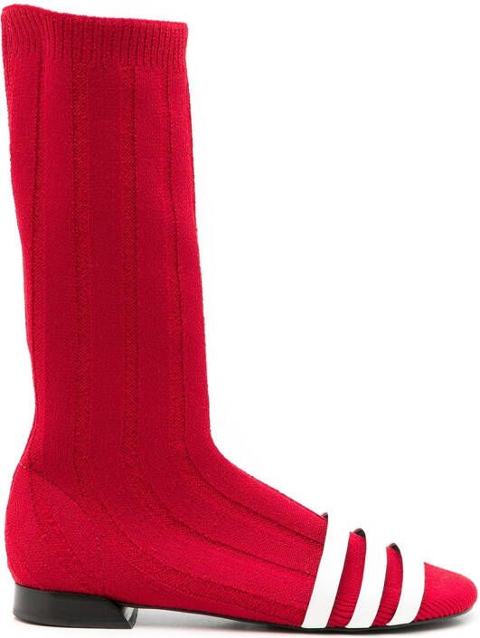 Gloria Coelho contrasting straps knitted boots Red