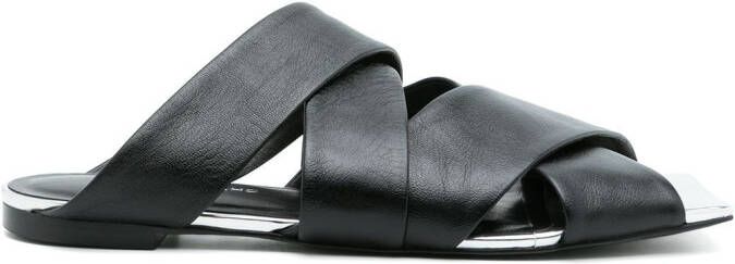 Gloria Coelho crossover-strap leather sandals Black