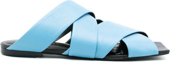 Gloria Coelho crossover-strap leather sandals Blue