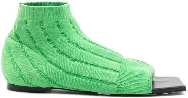 Gloria Coelho ribbed-sock ankle sandals Green