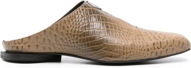 GmbH Jamal crocodile-embossed slippers Brown