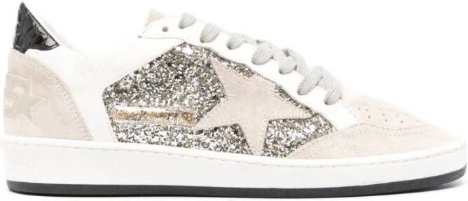 Golden Goose Ball Star Double Quarter sequinned sneakers Silver