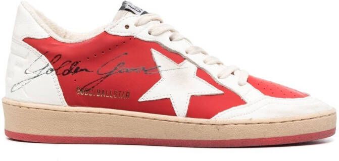 Golden Goose Ball Star leather low-top sneakers Red