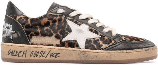 Golden Goose Ballstar leopard-print lace-up sneakers Black