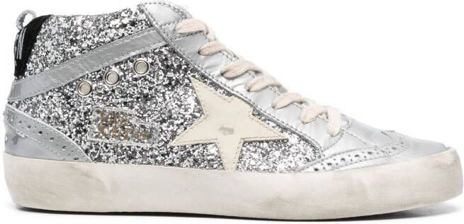 Golden Goose glittered high-top sneakers Silver