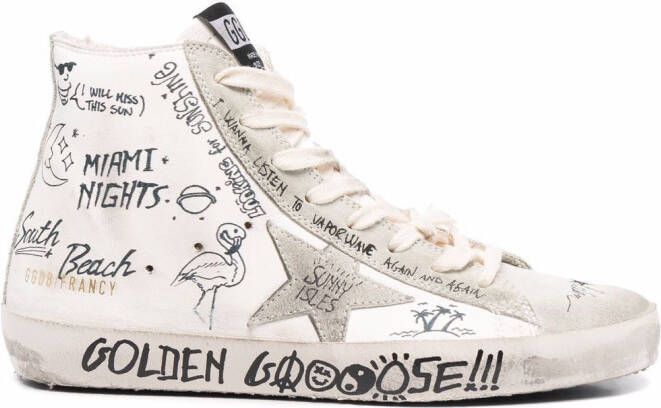 Golden Goose graffiti print high-top sneakers White