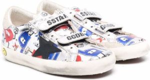 Golden Goose Kids graphic-print round-toe sneakers Silver