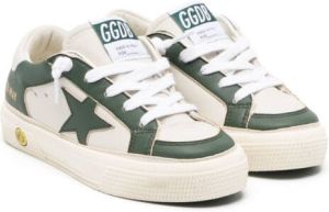 Golden Goose Kids May star-patch leather sneakers 82386 DIRTY WHITE GREEN