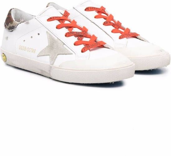 Golden Goose Kids leather logo-laced trainers White
