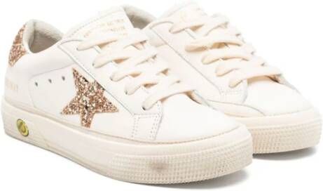 Golden Goose Kids May glitter-detail leather sneakers Neutrals