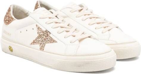 Golden Goose Kids May glitter-detailing leather sneakers White