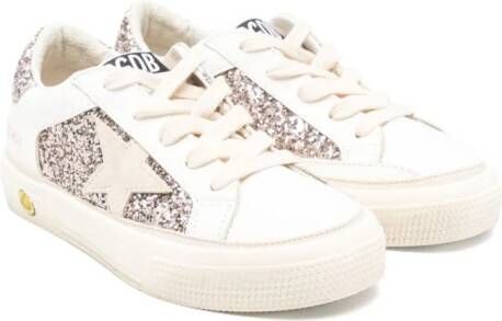 Golden Goose Kids May glitter-embellished sneakers White