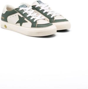 Golden Goose Kids May star-patch leather sneakers Neutrals