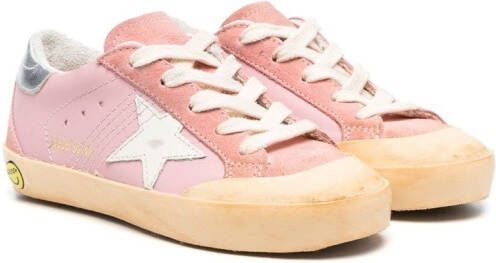 Golden Goose Kids star-patch lace-up sneakers Pink