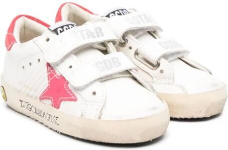 Golden Goose Kids star-patch panelled leather sneakers White