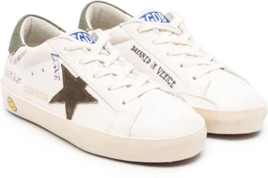 Golden Goose Kids Super Star slogan-print leather sneakers White