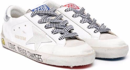 Golden Goose Kids Superstar distressed leather sneakers White