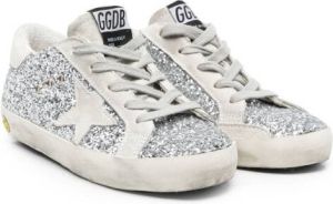 Golden Goose Kids Superstar glitter low-top sneakers Silver