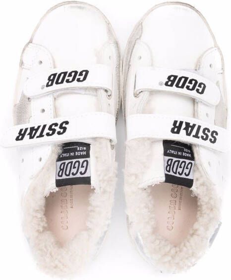 Golden Goose Kids touch-strap shearling trainers White