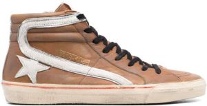Golden Goose leather Slide hi-top sneakers Brown