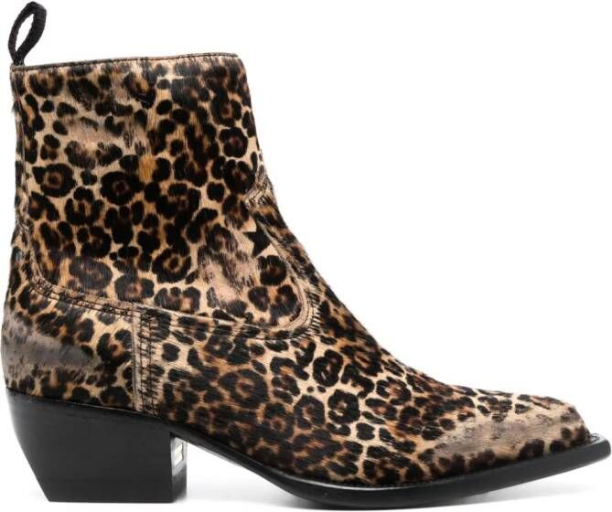 Golden Goose leopard-print 50mm distressed boots Brown