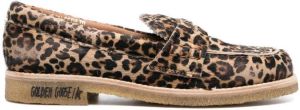 Golden Goose leopard-print round-toe loafers Brown