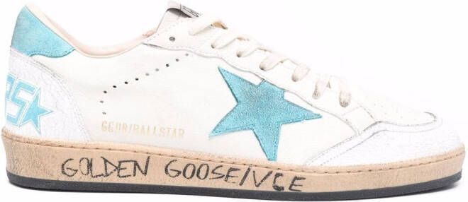 Golden Goose logo-patch low-top leather sneakers White