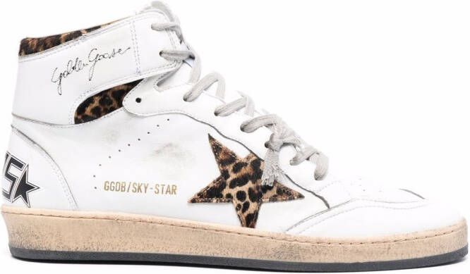 Golden Goose logo-print high-top leather sneakers White