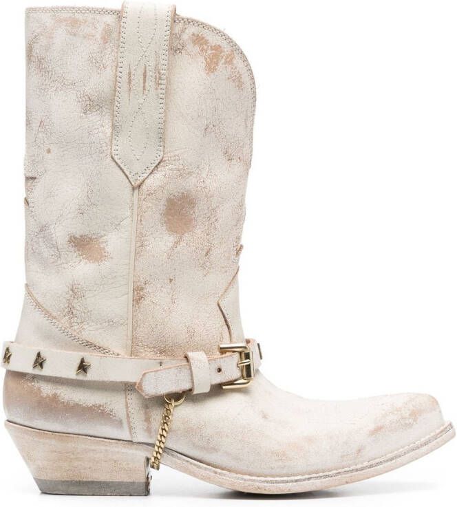 Golden Goose Low Wish Star leather boots White