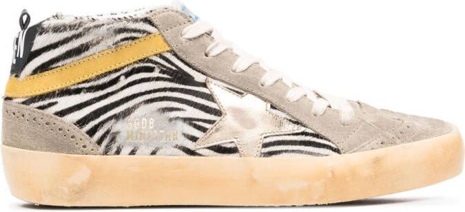 Golden Goose Mid Star zebra-print sneakers Grey