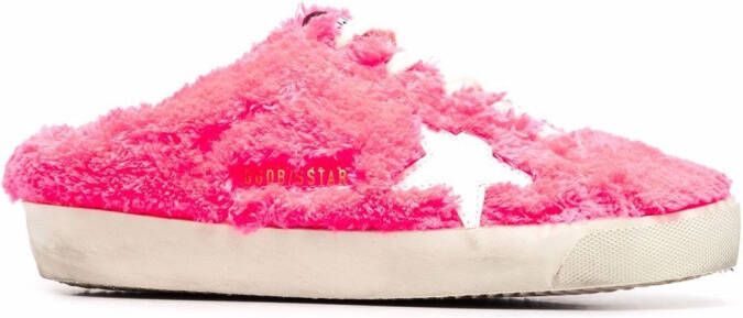 Golden Goose shearling lace-up slippers Pink