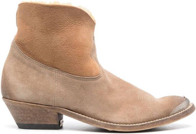 Golden Goose shearling-lined Western ankle boots Neutrals