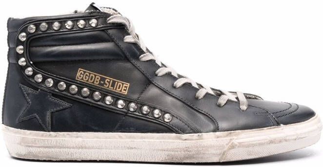 Golden Goose Slide Classic high-top distressed sneakers Black