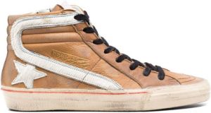 Golden Goose Slide hi-top leather sneakers Brown