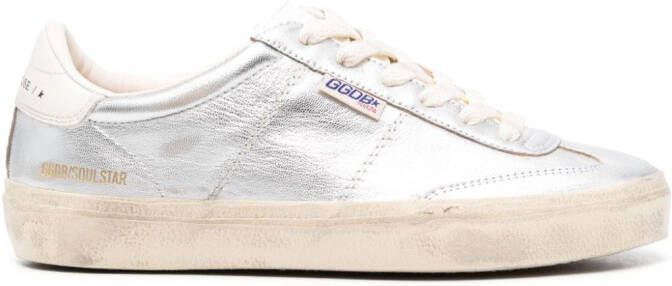 Golden Goose Soul-Star metallic leather sneakers Silver
