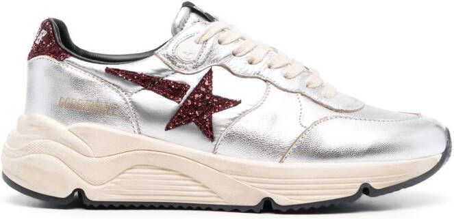 Golden Goose star patch metallic leather sneakers Silver