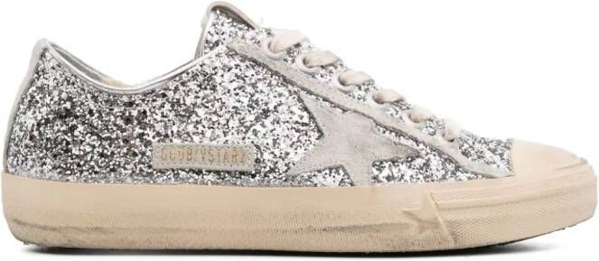 Golden Goose V-Star glittered sneakers Silver