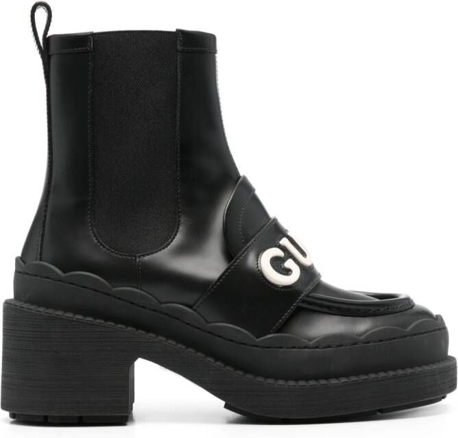 Gucci 60mm logo-lettering leather boots Black
