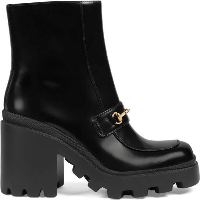 Gucci 72mm Horsebit-detail leather boots Black