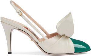 Gucci 85mm bow slingback pumps White