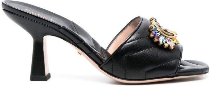 Gucci 85mm crystal-embellished quilted mules Black