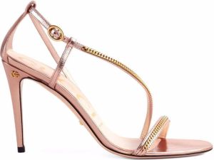 Gucci 95mm metallic chain-link sandals Neutrals