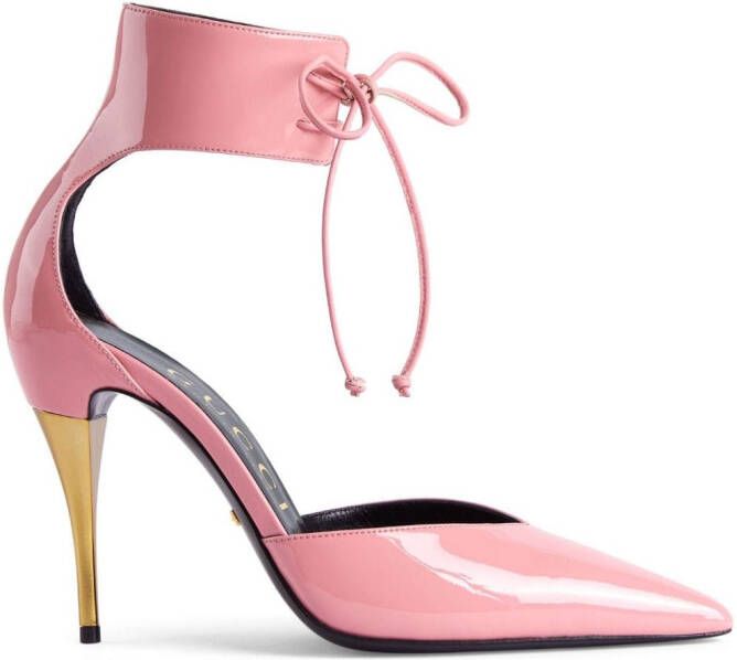 Gucci ankle-cuff leather pumps Pink
